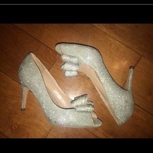 De Blossom Collection Rhinestone Silver High Heels